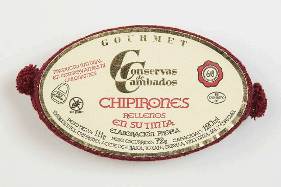 Foto de Chipirones Rellenos su Tinta. Conservas Cambados